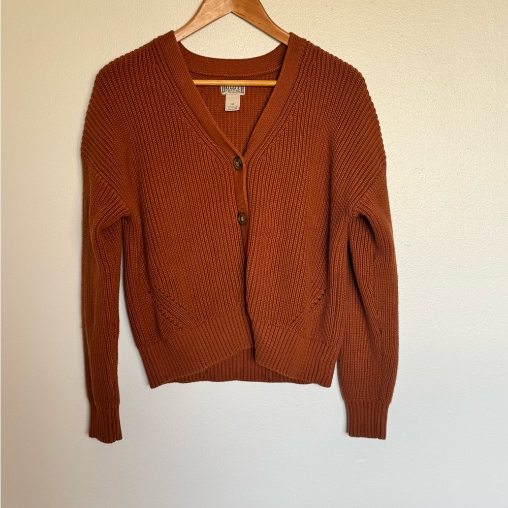 Duluth Trading Co. Rust Orange Button Front Cardigan Sweater – Medium